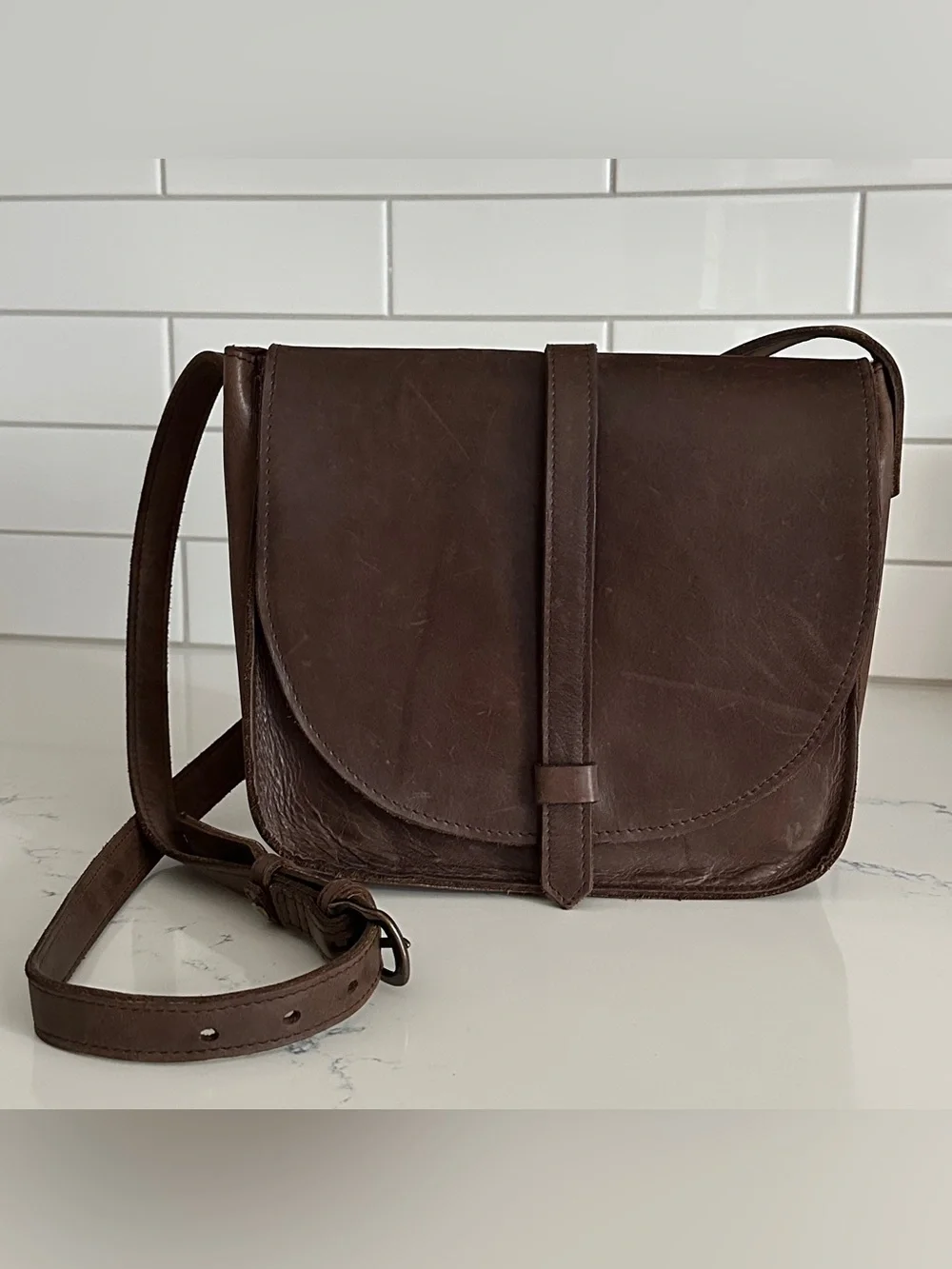 ABLE | The Tirhas Saddlebag Brown Leather Crossbody